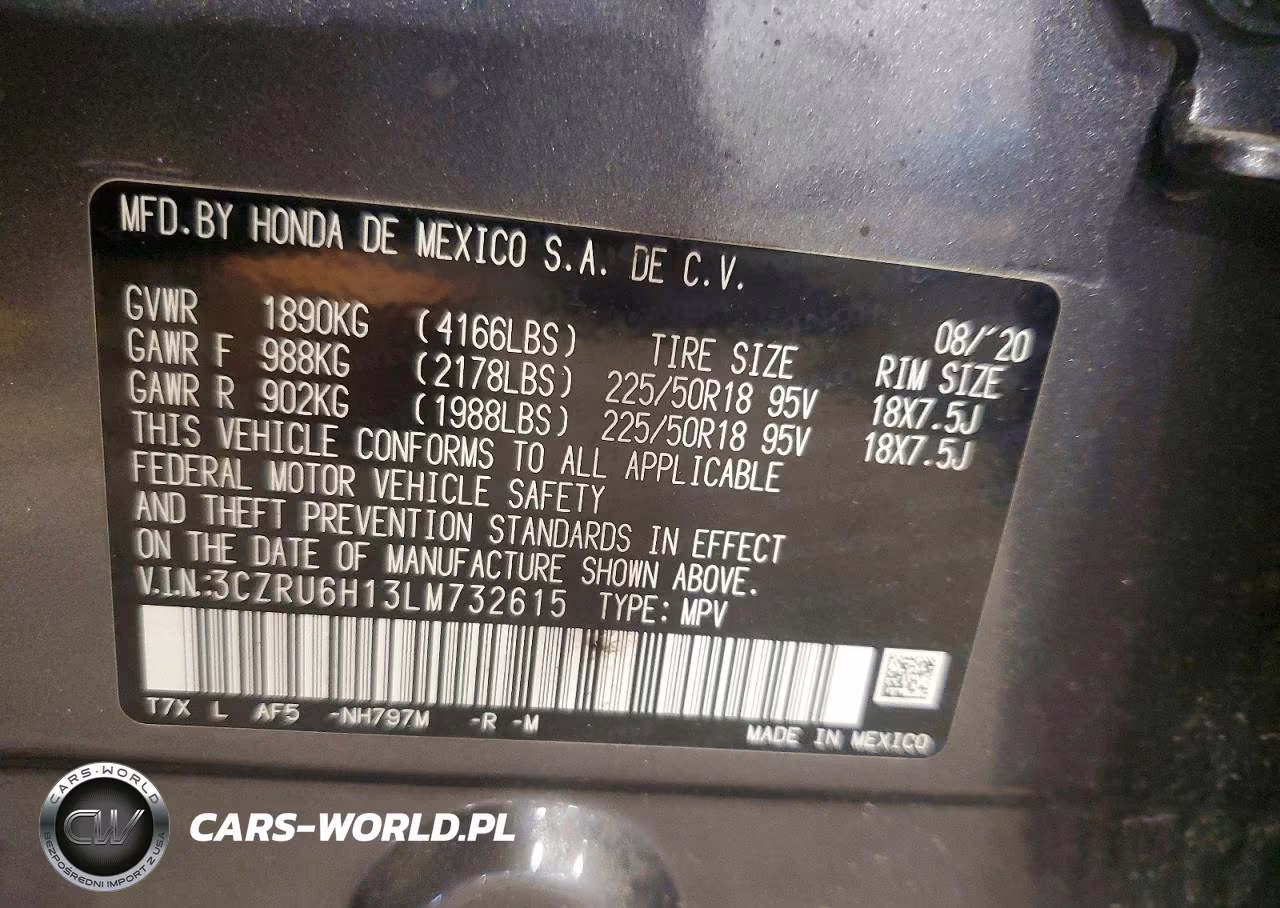 2020 Honda Hr-V Sport VIN:3CZRU6H13LM732615 - 13