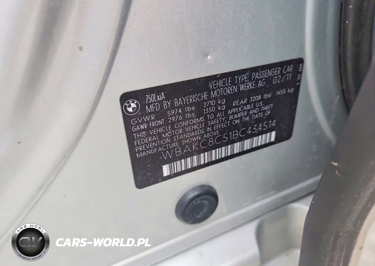 2011 BMW 750 Lxi VIN:WBAKC8C51BC434514 - 12