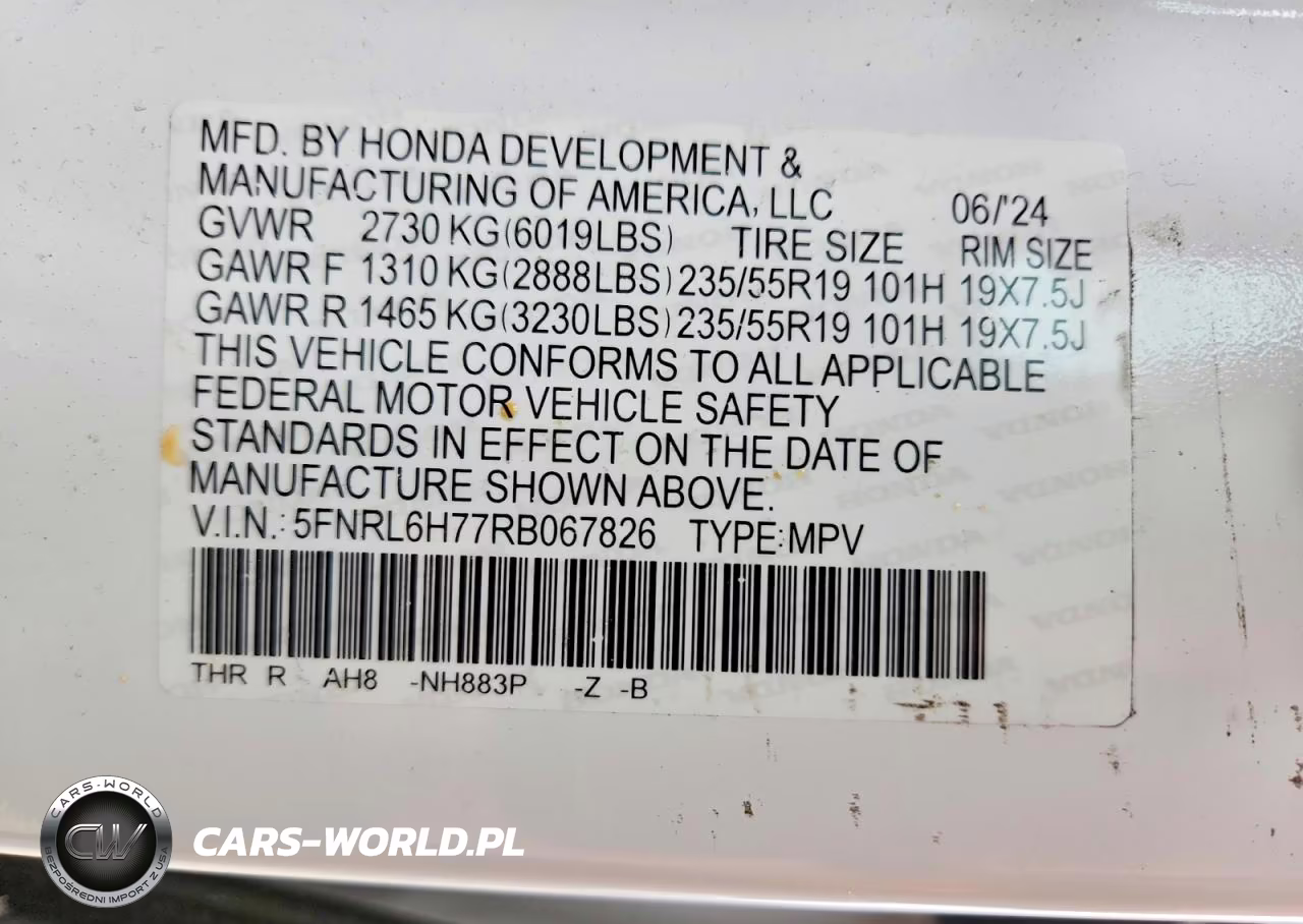2024 Honda Odyssey Sport VIN:5FNRL6H77RB067826 - 13