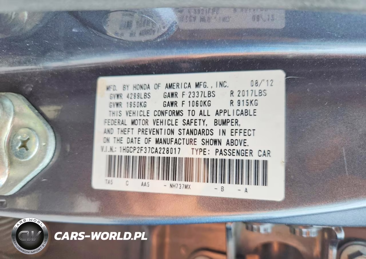 2012 Honda Accord Lx VIN:1HGCP2F37CA228017 - 13