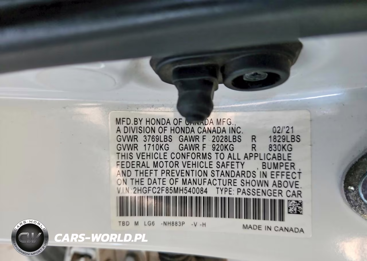 2021 Honda Civic Sport VIN:2HGFC2F85MH540084 - 12