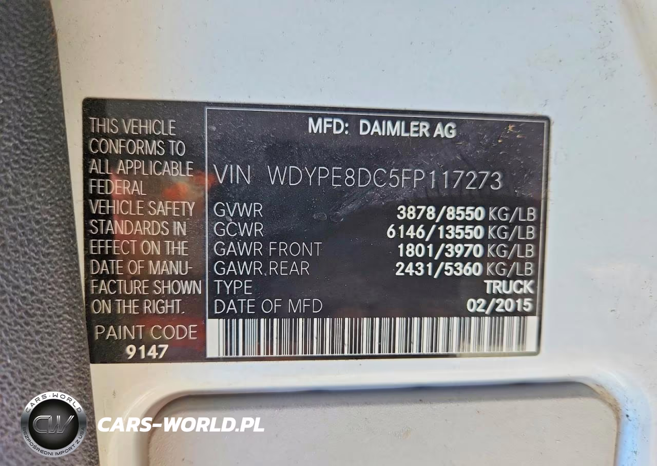 2015 Freightliner Sprinter 2500 VIN:WDYPE8DC5FP117273 - 13