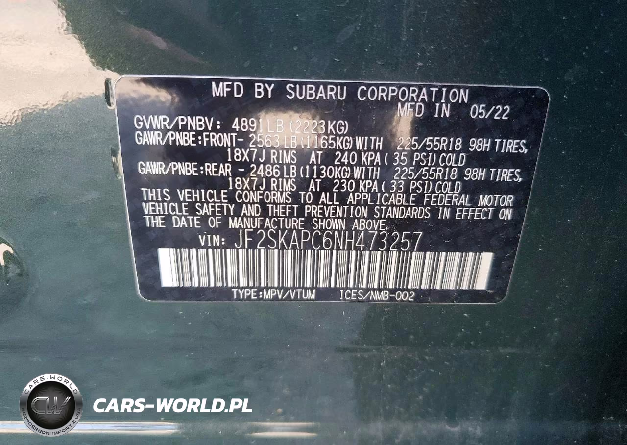 2022 Subaru Forester Limited VIN:JF2SKAPC6NH473257 - 13
