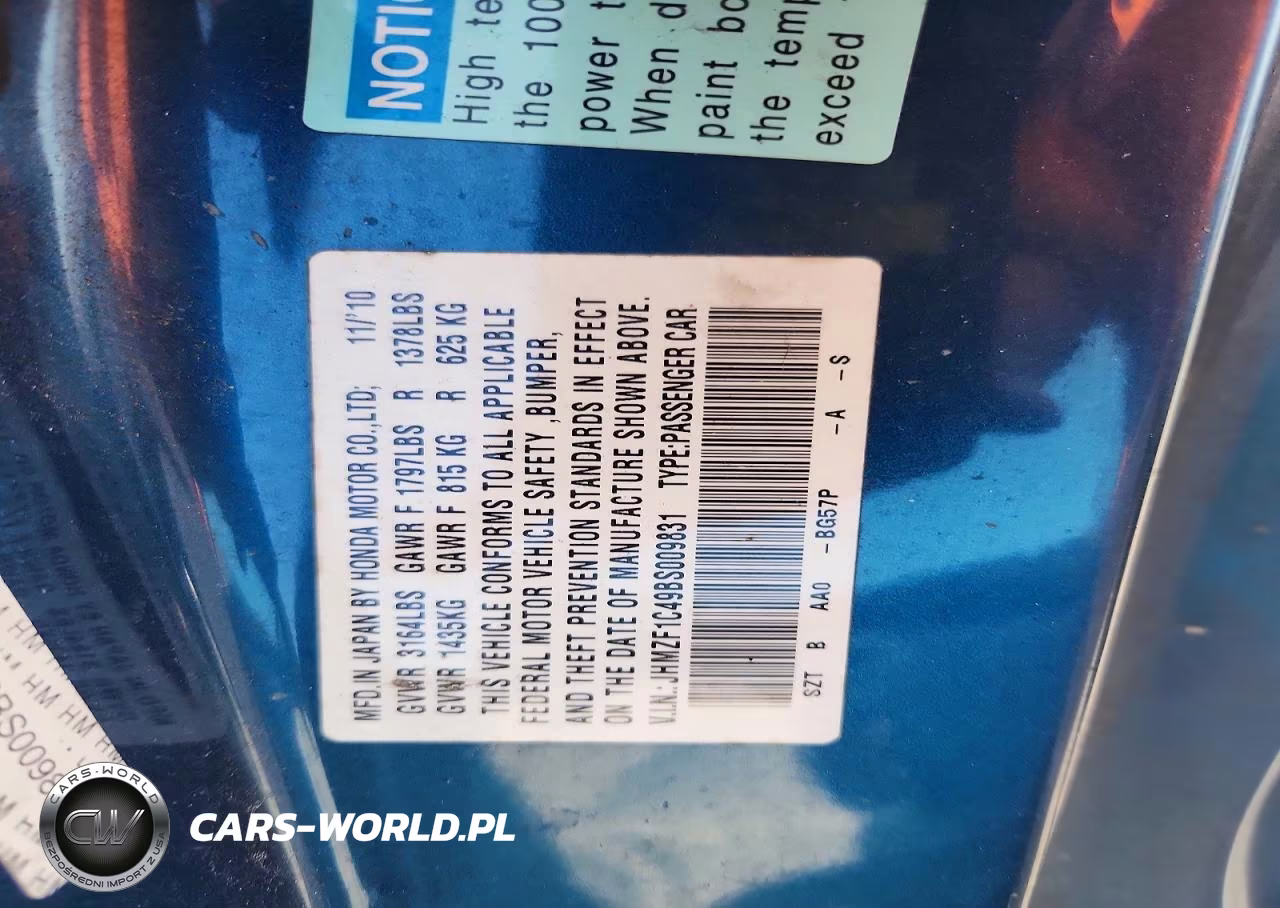 2011 Honda Cr-Z VIN:JHMZF1C49BS009831 - 12