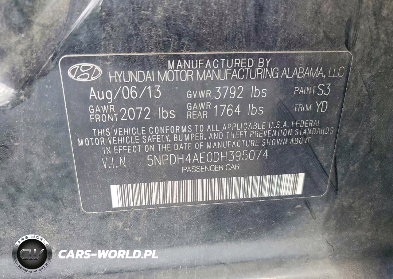 2013 Hyundai Elantra Gls VIN:5NPDH4AE0DH395074 - 12
