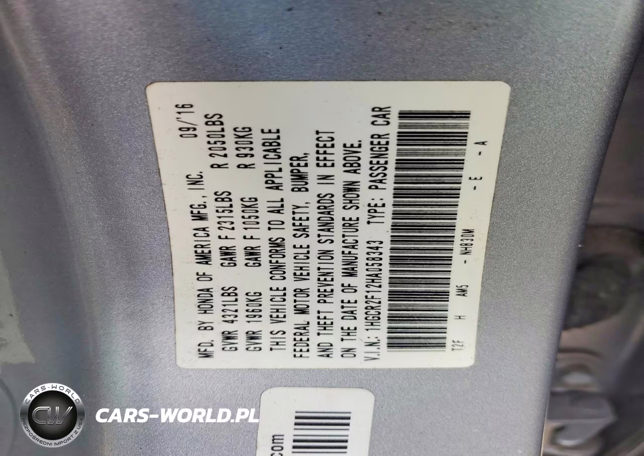 2017 Honda Accord Sport Special Edition VIN:1HGCR2F12HA058343 - 12