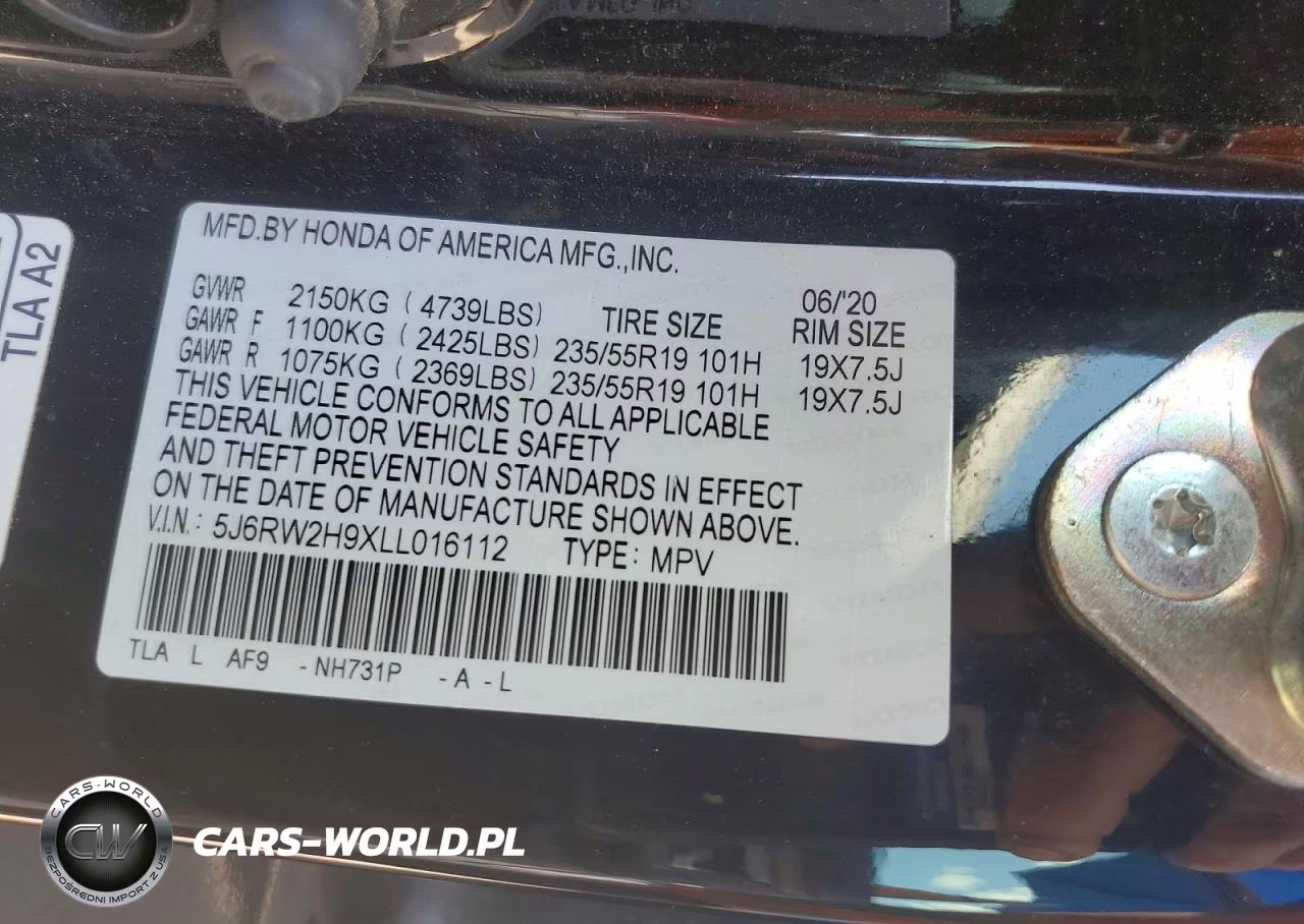 2020 Honda Cr-V Touring VIN:5J6RW2H9XLL016112 - 12