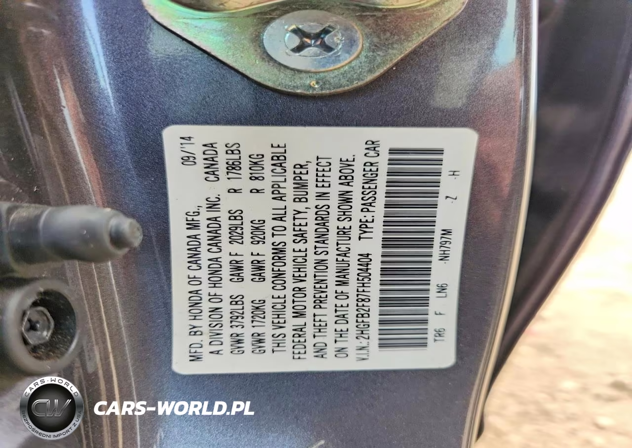 2015 Honda Civic Ex VIN:2HGFB2F87FH504404 - 12