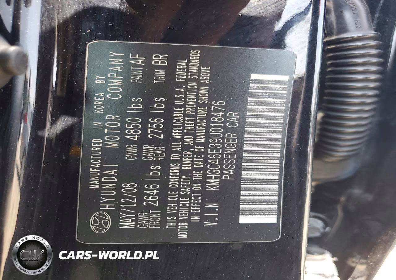 2009 Hyundai Genesis 3.8L VIN:KMHGC46E39U018476 - 12