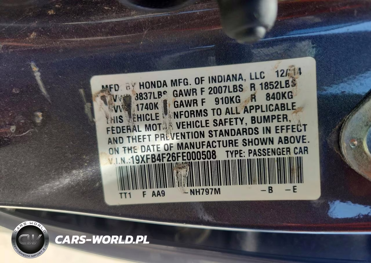 2015 Honda Civic Hybrid VIN:19XFB4F26FE000508 - 13