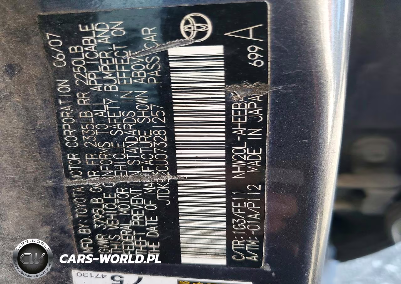 2007 Toyota Prius Base VIN:JTDKB20U073281257 - 13