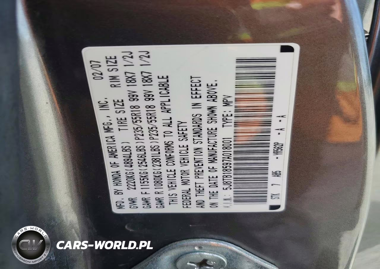 2007 Acura Rdx Technology VIN:5J8TB18597A018001 - 14