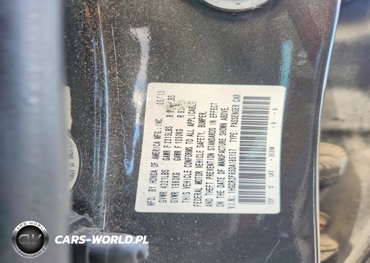 2013 Honda Accord Exl VIN:1HGCR2F85DA185157 - 12