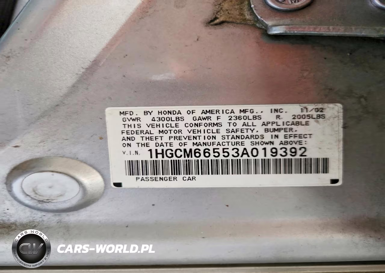 2003 Honda Accord Ex VIN:1HGCM66553A019392 - 12