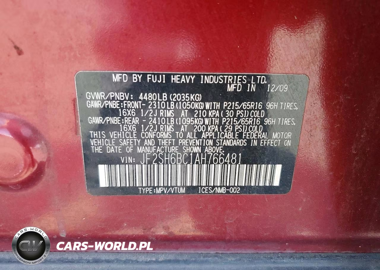 2010 Subaru Forester Xs VIN:JF2SH6BC1AH766481 - 12