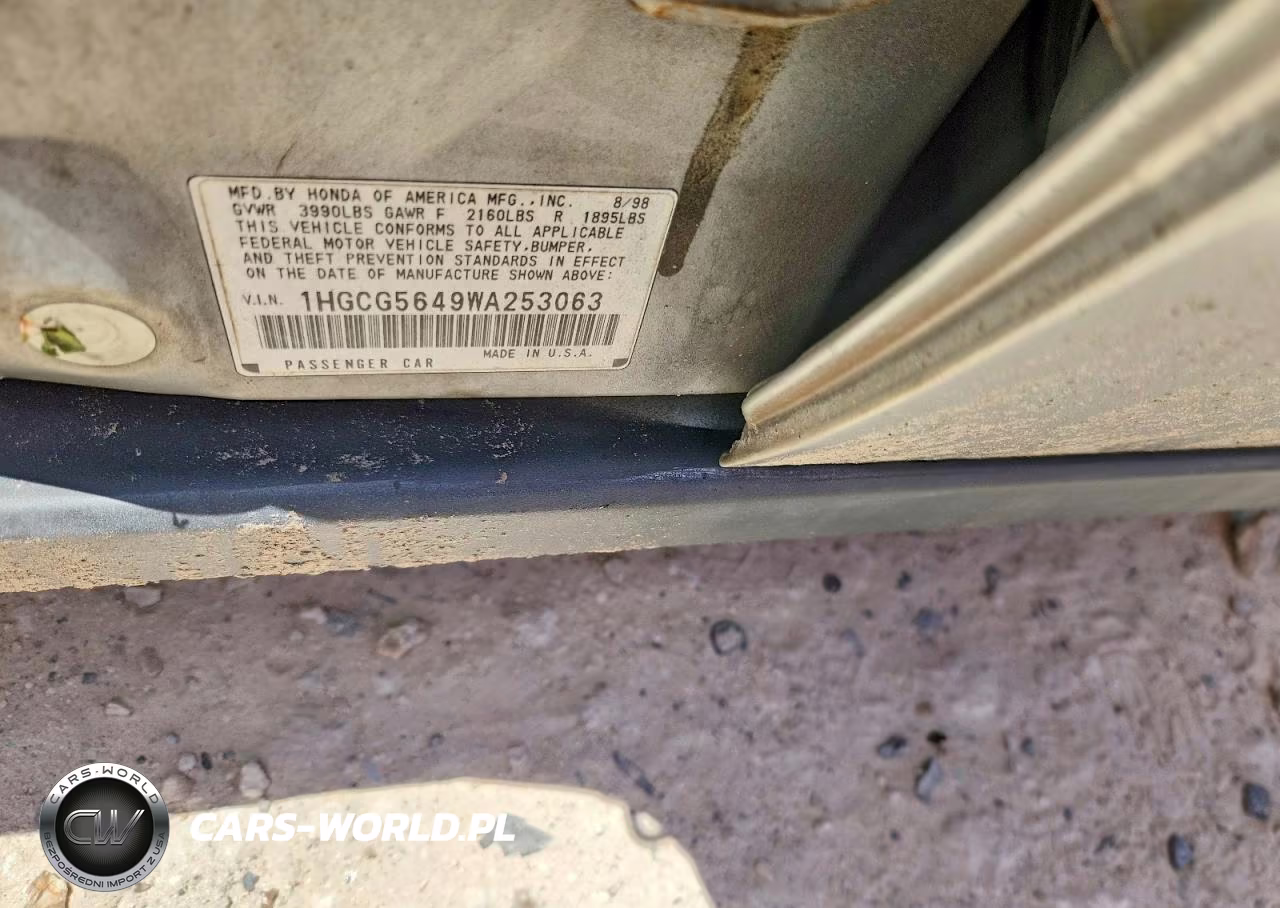 1998 Honda Accord Lx VIN:1HGCG5649WA253063 - 13