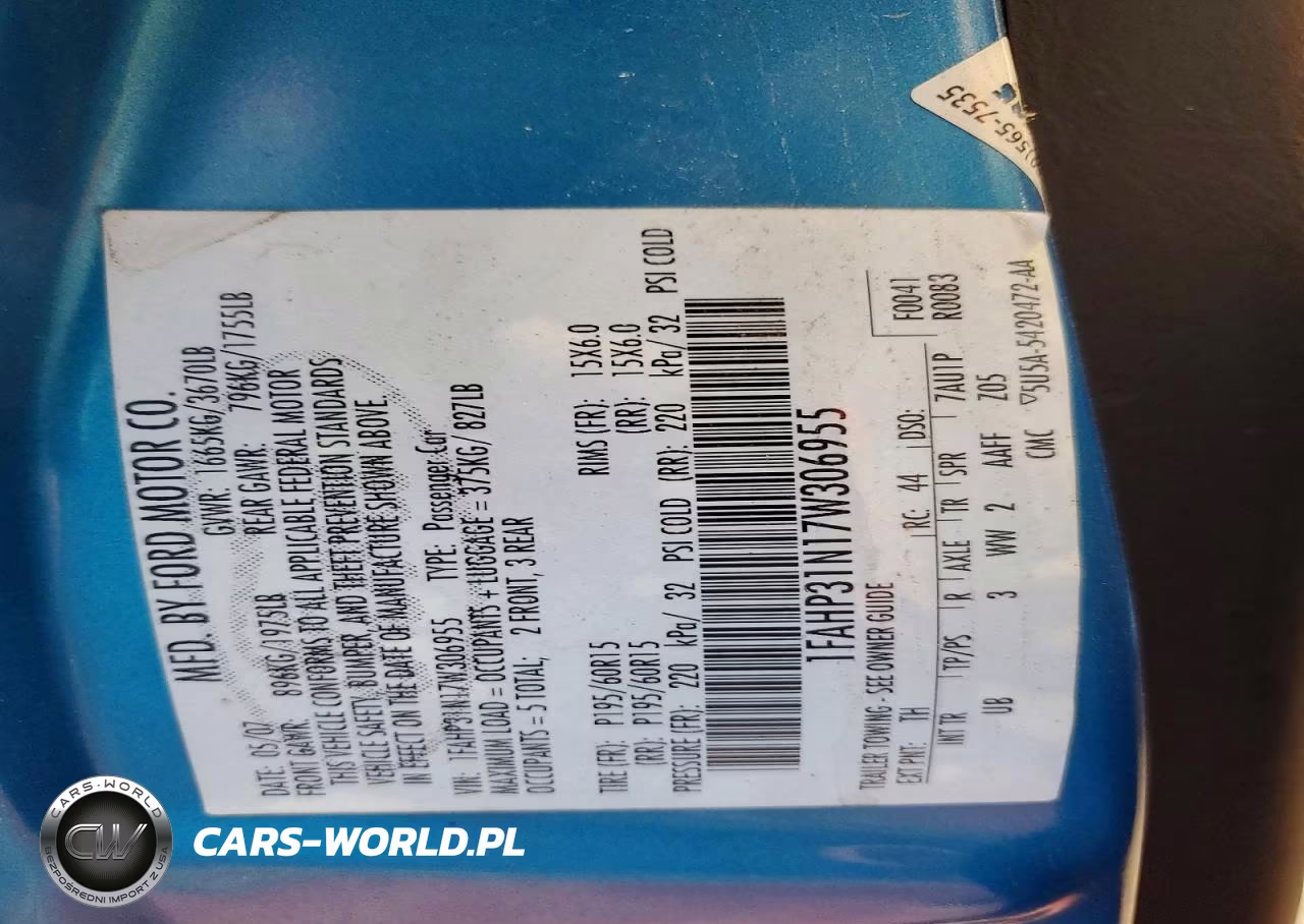 2007 Ford Focus Zx3 VIN:1FAHP31N17W306955 - 12