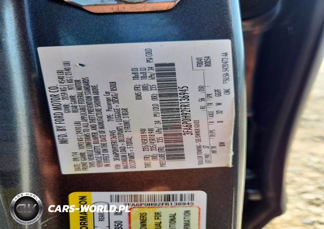 2015 Ford Fusion Se VIN:3FA6P0H92FR136945 - 12