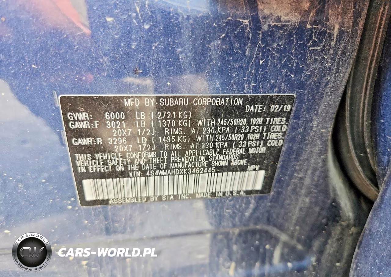 2019 Subaru Ascent Premium VIN:4S4WMAHDXK3462445 - 13