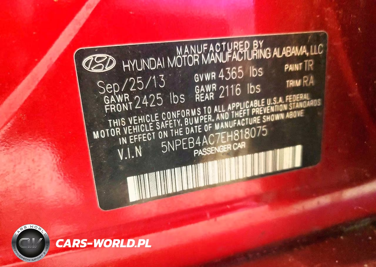 2014 Hyundai Sonata Gls VIN:5NPEB4AC7EH818075 - 12
