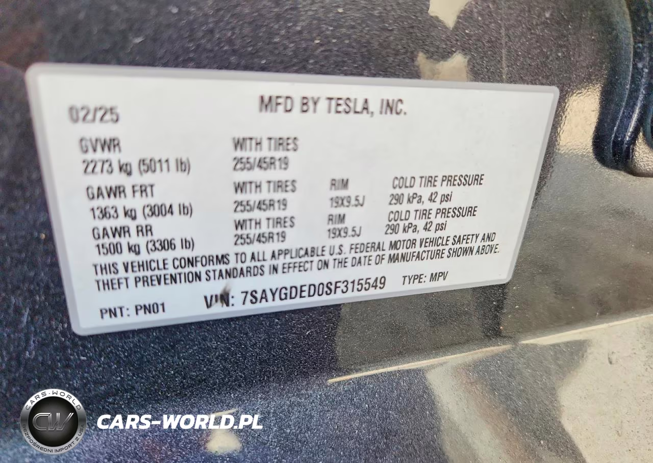 2025 Tesla Model Y VIN:7SAYGDED0SF315549 - 14