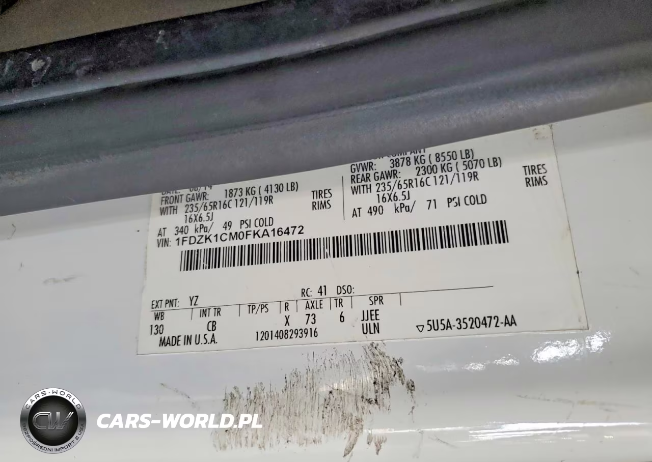 2015 Ford Transit T-150 Delivery Van VIN:1FDZK1CM0FKA16472 - 13