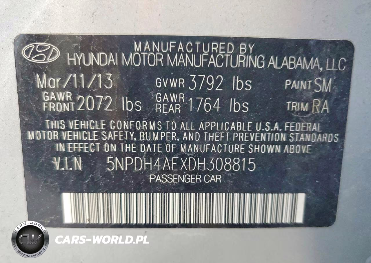 2013 Hyundai Elantra Gls VIN:5NPDH4AEXDH308815 - 12