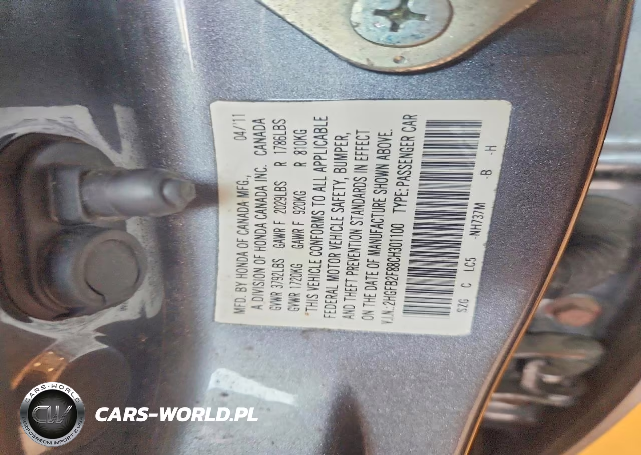 2012 Honda Civic Ex VIN:2HGFB2F88CH301100 - 12