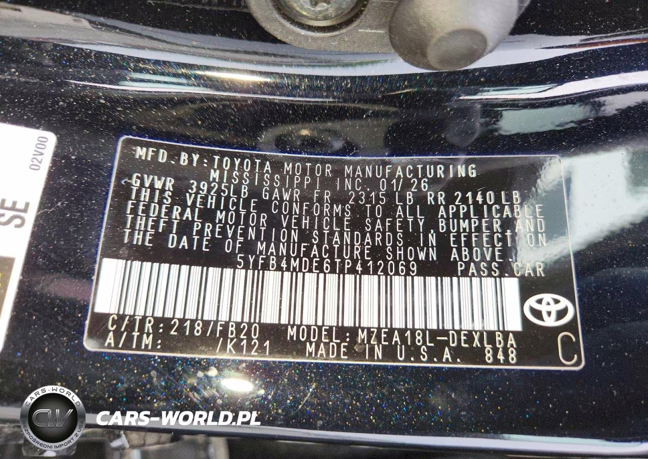 2026 Toyota Corolla Le VIN:5YFB4MDE6TP412069 - 12