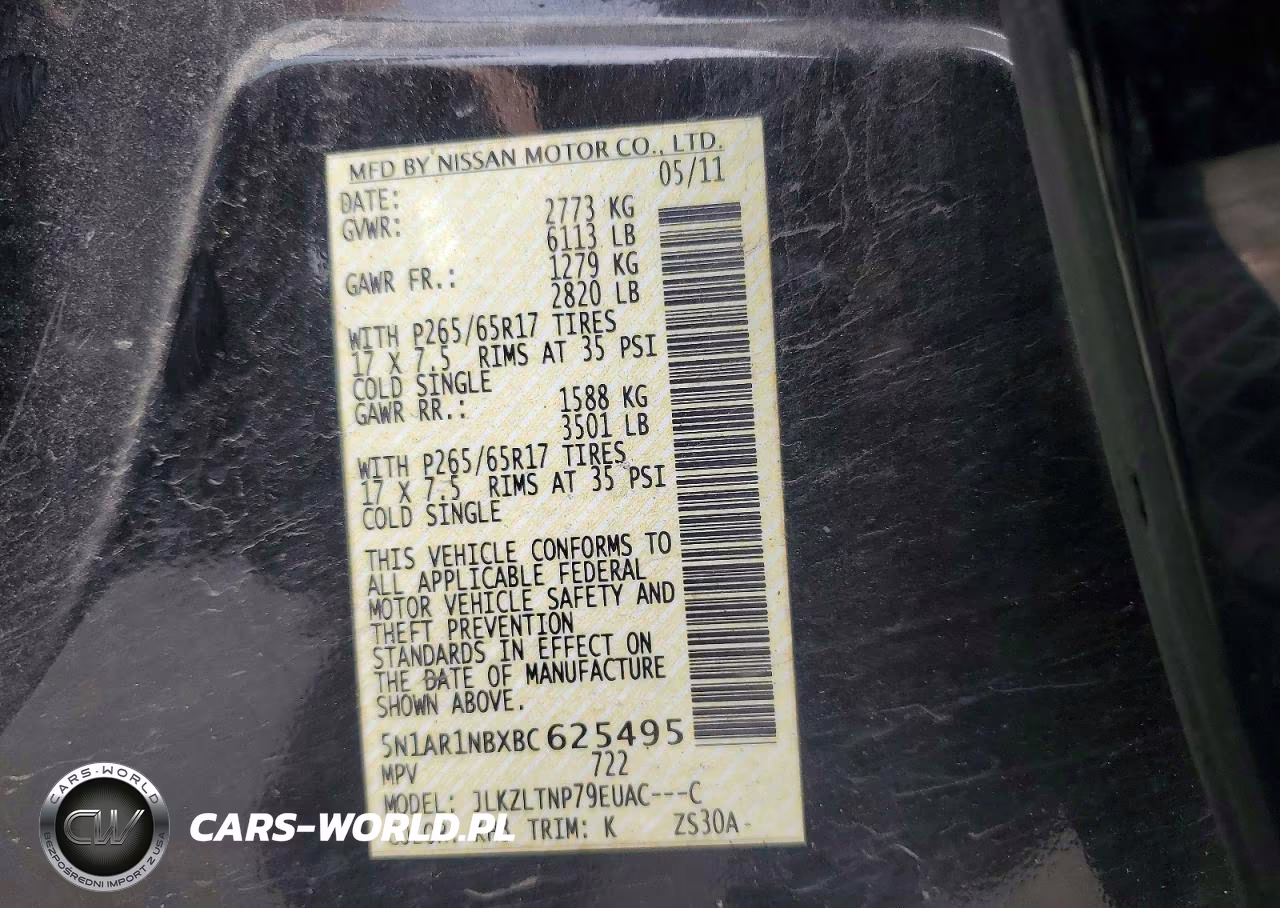2011 Nissan Pathfinder S VIN:5N1AR1NBXBC625495 - 13