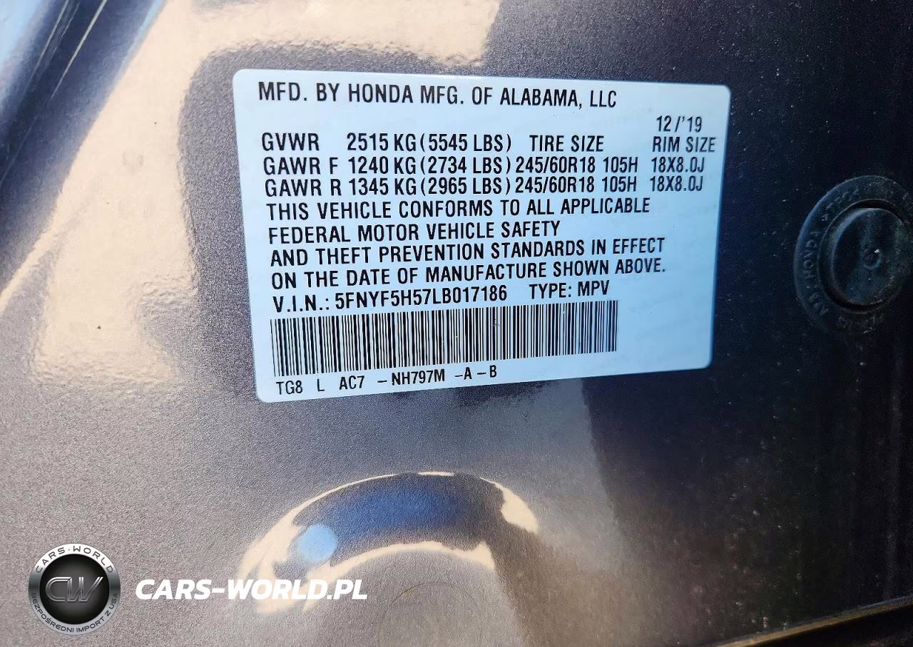 2020 Honda Pilot Exl VIN:5FNYF5H57LB017186 - 13