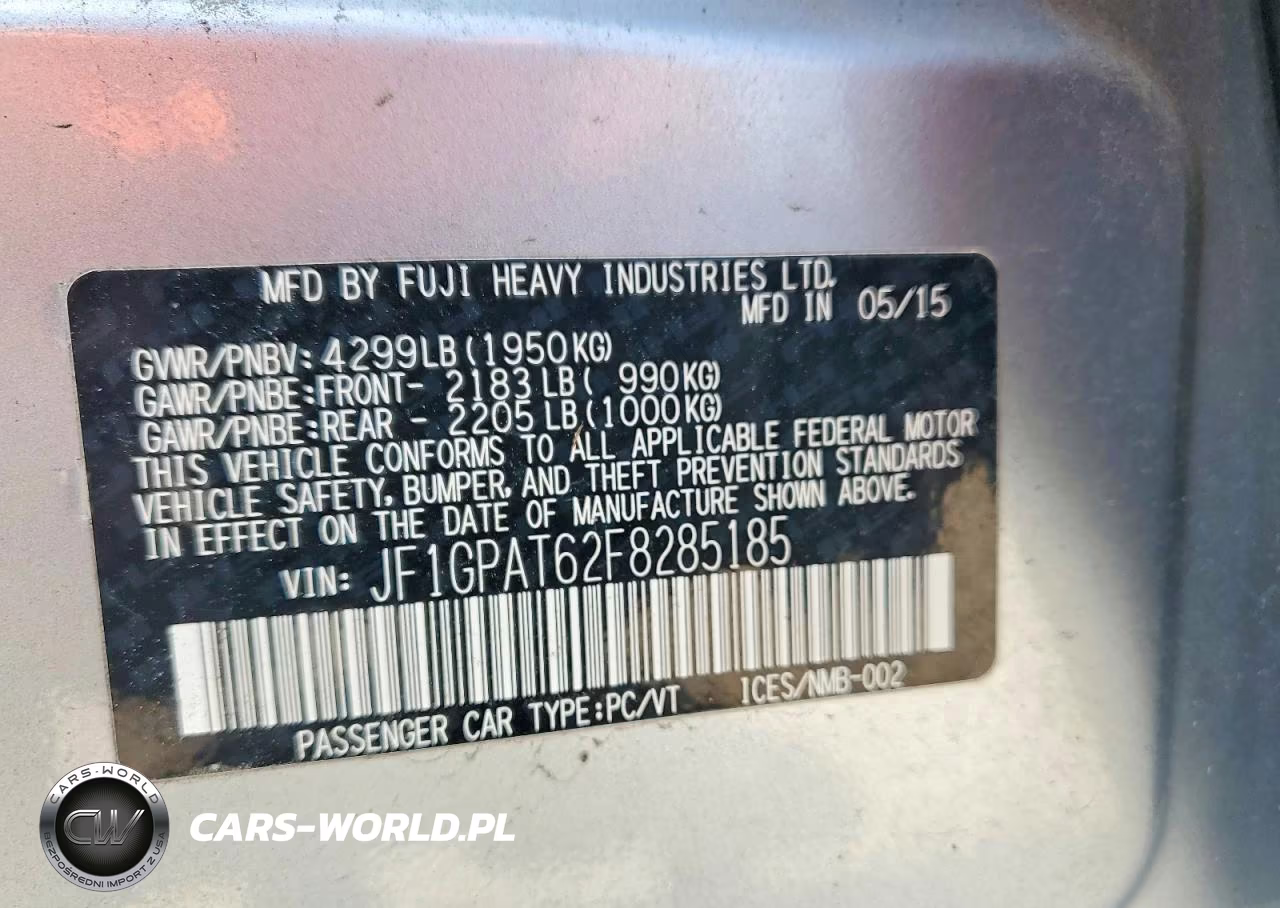 2015 Subaru Impreza Sport VIN:JF1GPAT62F8285185 - 12