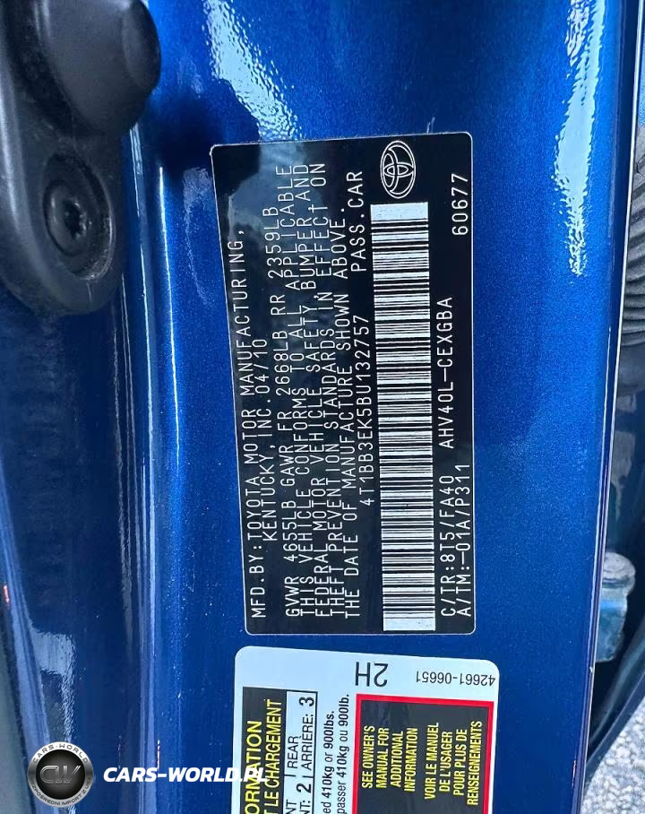 2011 Toyota Camry Hybrid VIN:4T1BB3EK5BU132757 - 10