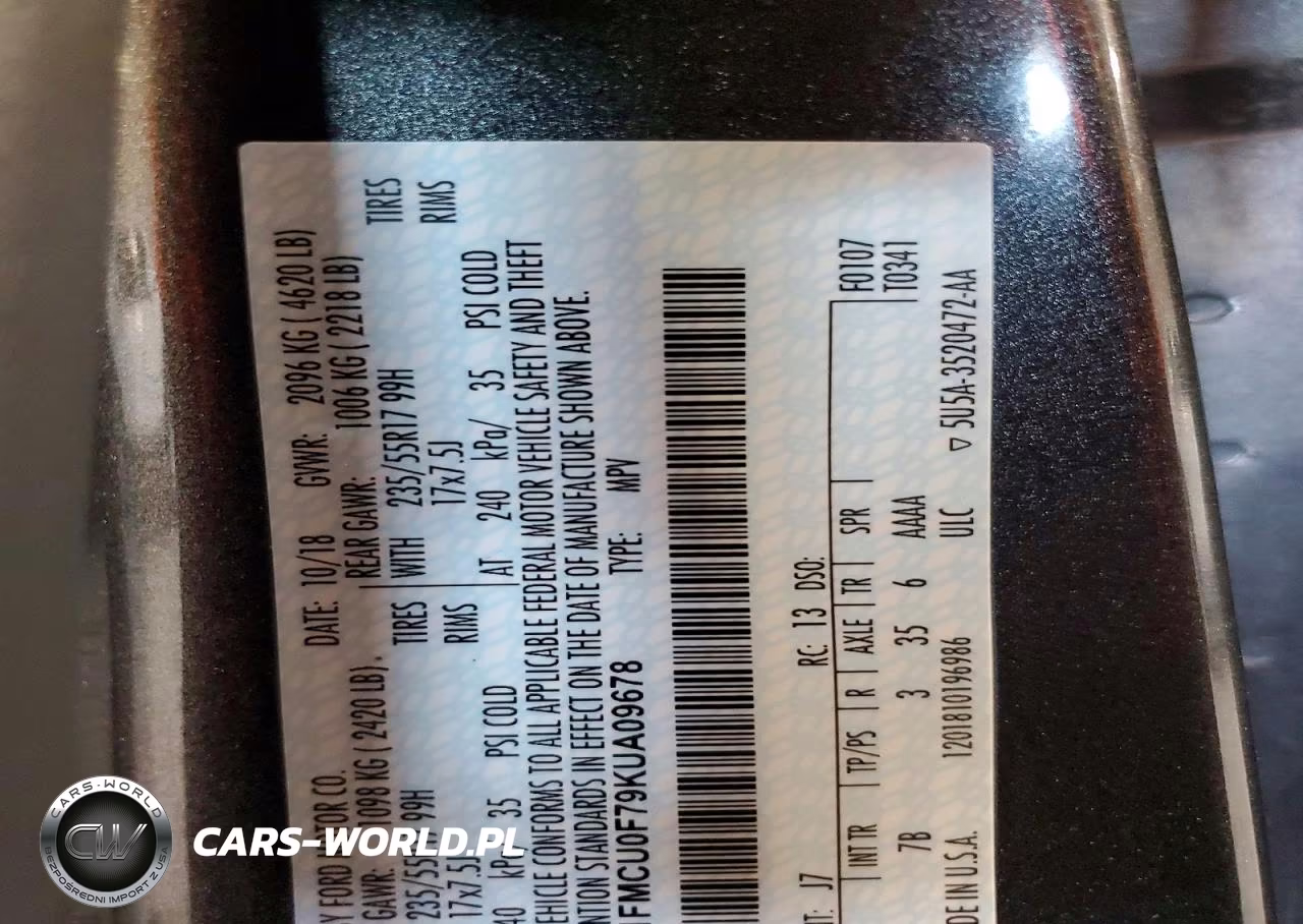 2019 Ford Escape S VIN:1FMCU0F79KUA09678 - 13