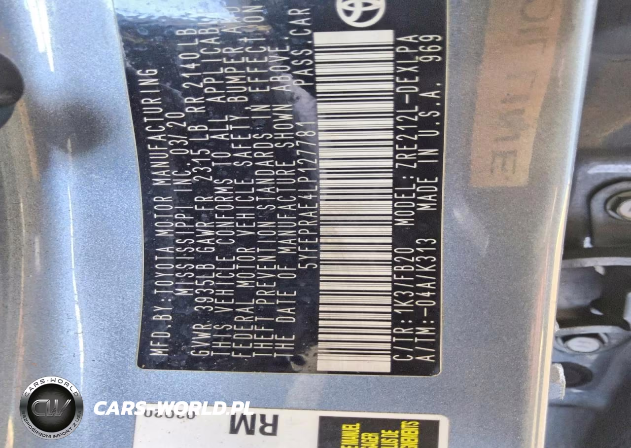 2020 Toyota Corolla Le VIN:5YFEPRAE4LP127781 - 12