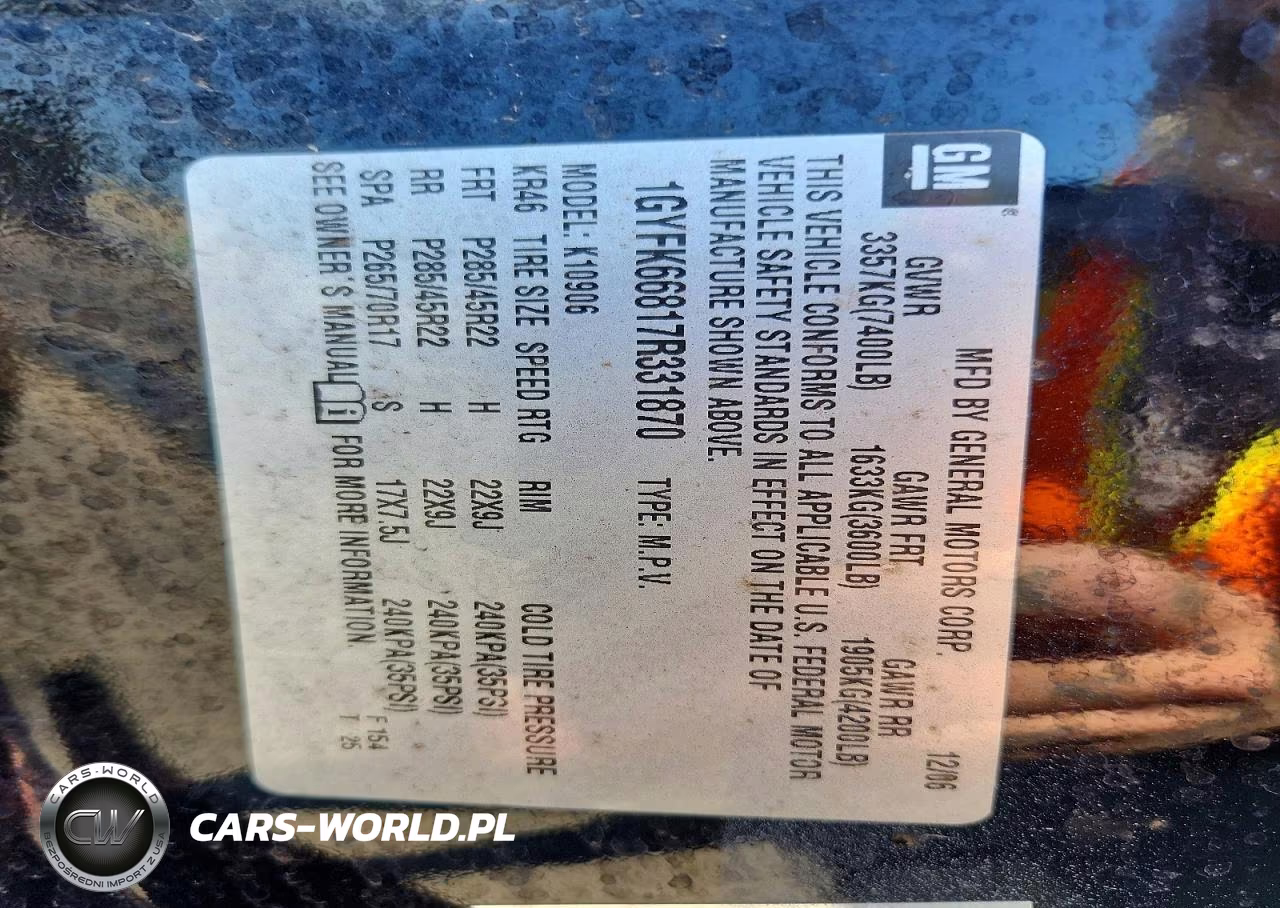 2007 Cadillac Escalade Esv VIN:1GYFK66817R331870 - 13