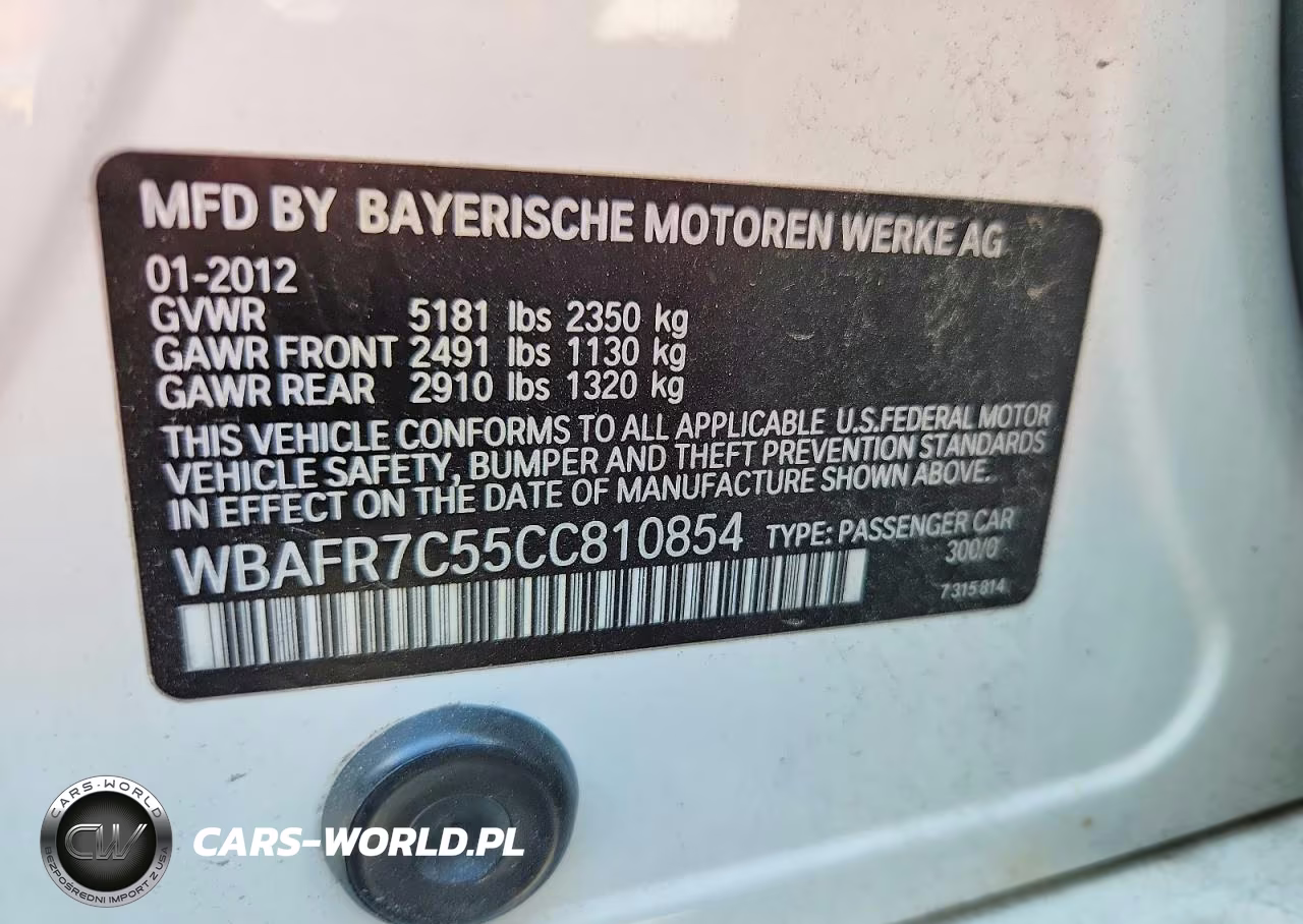 2012 BMW 535 I VIN:WBAFR7C55CC810854 - 12