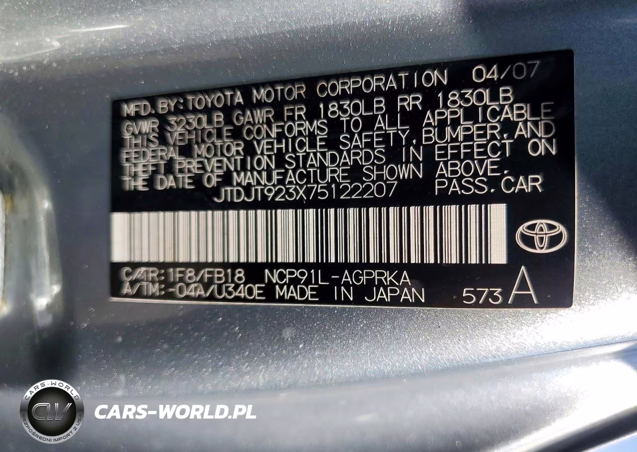 2007 Toyota Yaris Base VIN:JTDJT923X75122207 - 13