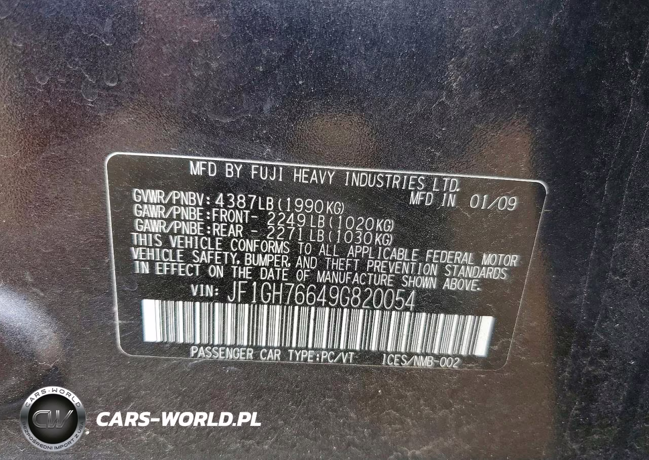 2009 Subaru Impreza Wrx VIN:JF1GH76649G820054 - 12