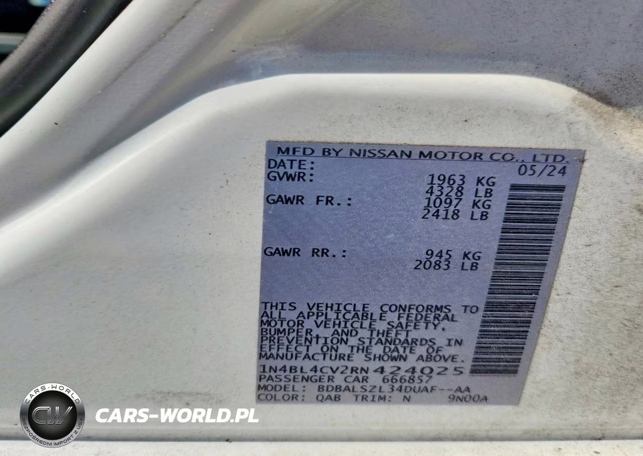 2024 Nissan Altima Sr VIN:1N4BL4CV2RN424025 - 12
