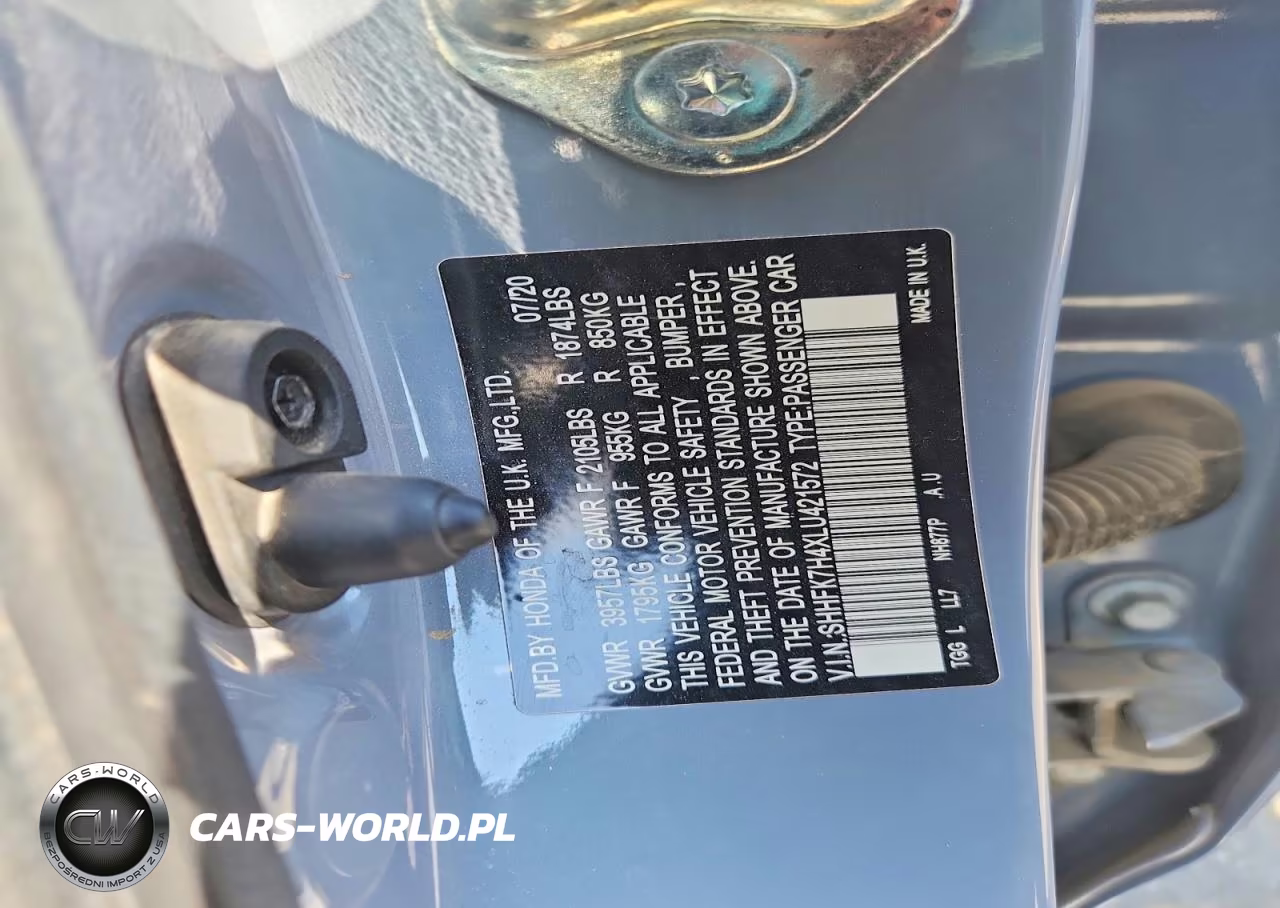 2020 Honda Civic Sport VIN:SHHFK7H4XLU421572 - 13