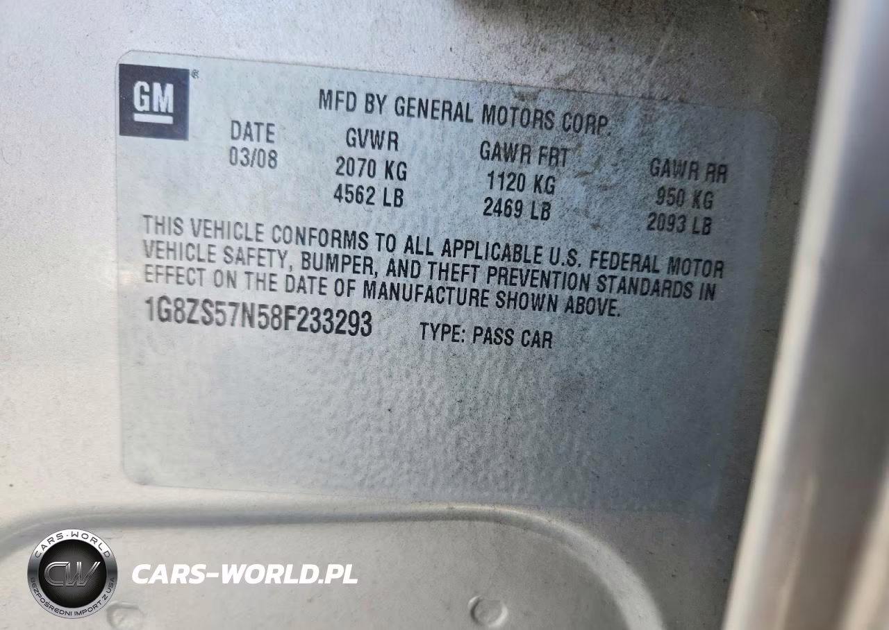 2008 Saturn Aura Xe VIN:1G8ZS57N58F233293 - 13