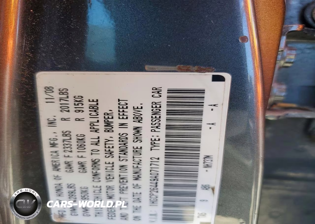 2009 Honda Accord Lxp VIN:1HGCP26449A071712 - 12