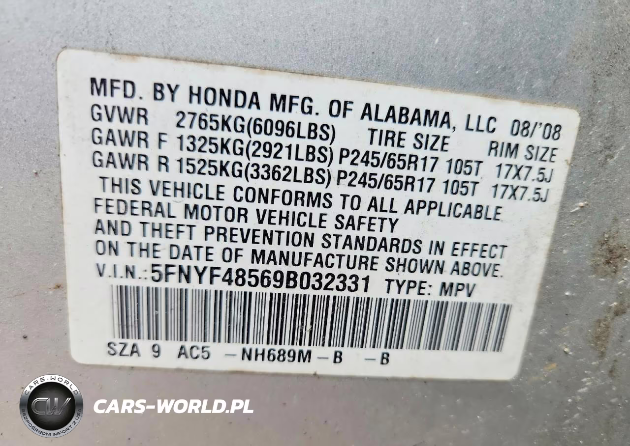 2009 Honda Pilot Exl VIN:5FNYF48569B032331 - 12