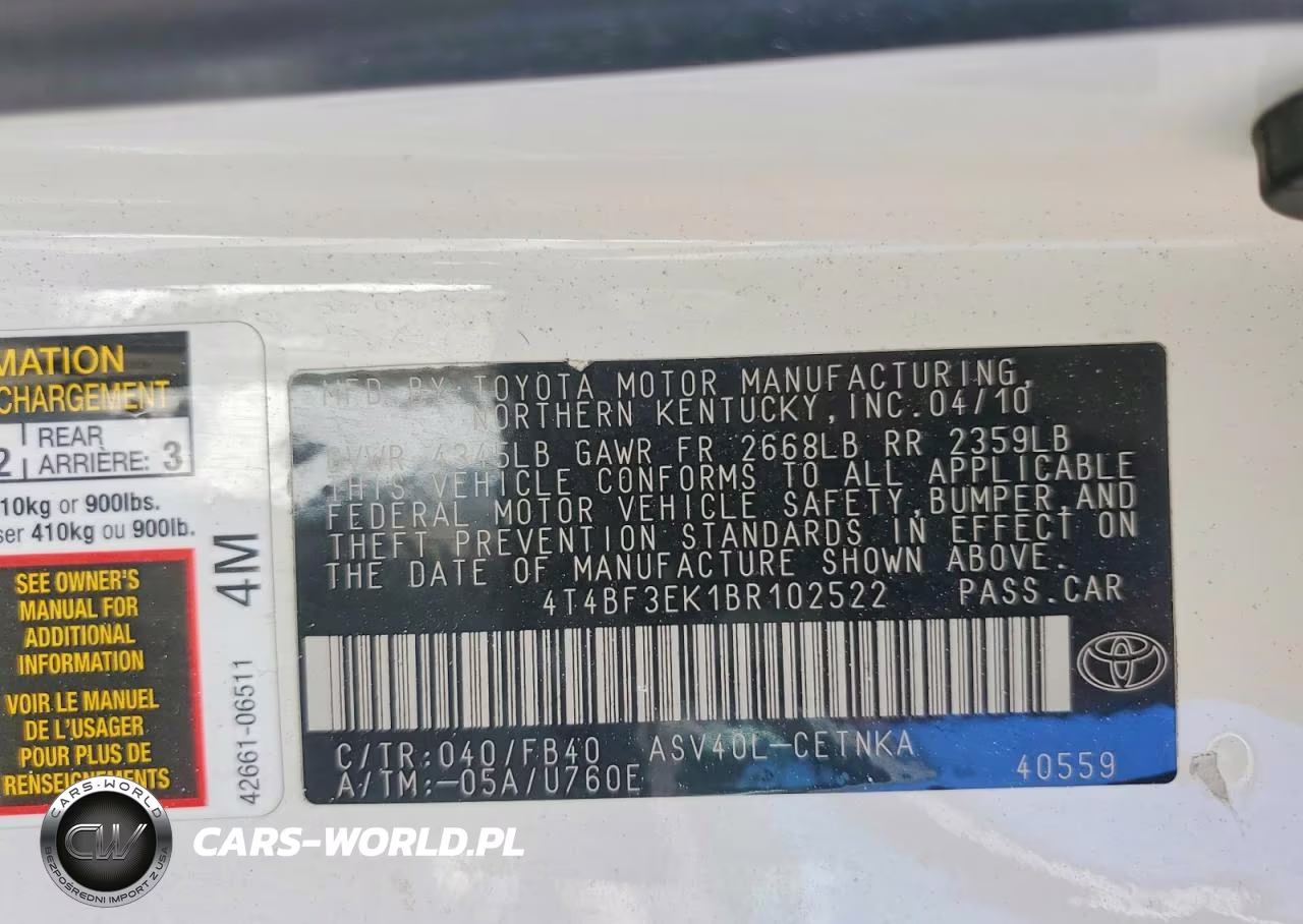 2011 Toyota Camry Le VIN:4T4BF3EK1BR102522 - 12