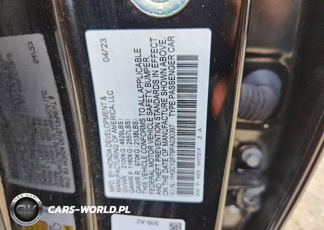 2023 Honda Accord Hybrid Sport-L VIN:1HGCY2F79PA030397 - 12