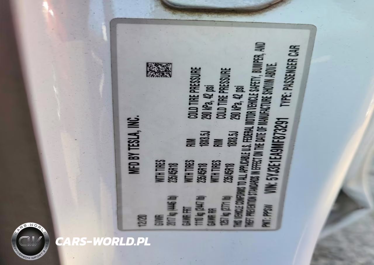 2021 Tesla Model 3 VIN:5YJ3E1EA9MF873291 - 12