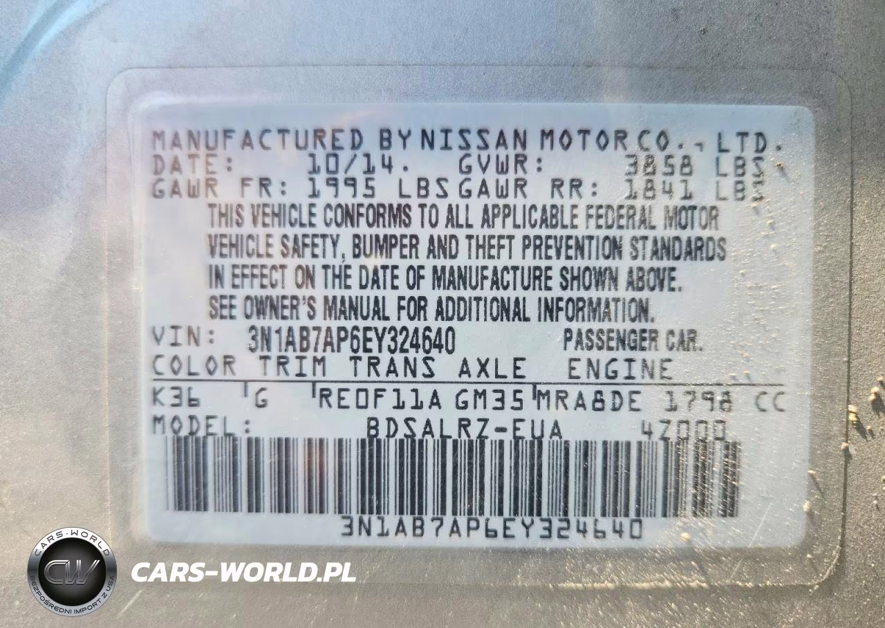 2014 Nissan Sentra S VIN:3N1AB7AP6EY324640 - 12