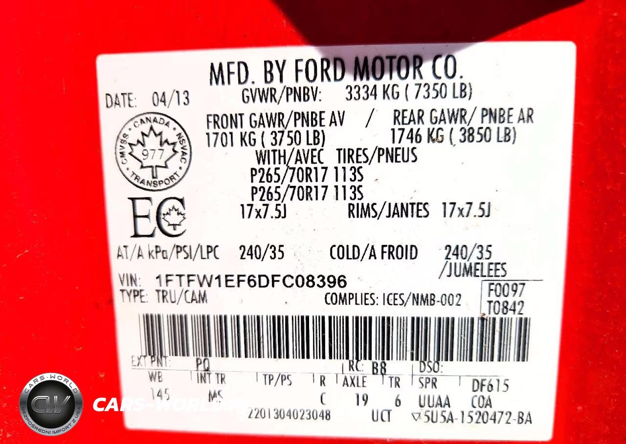 2013 Ford F150 Supercrew VIN:1FTFW1EF6DFC08396 - 12