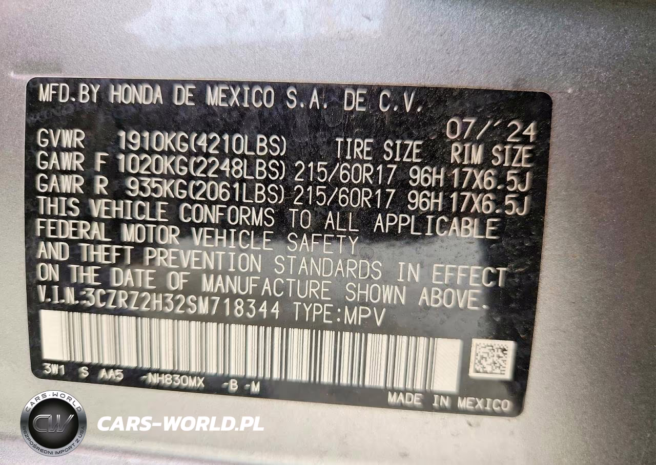 2025 Honda Hr-V Lx VIN:3CZRZ2H32SM718344 - 13